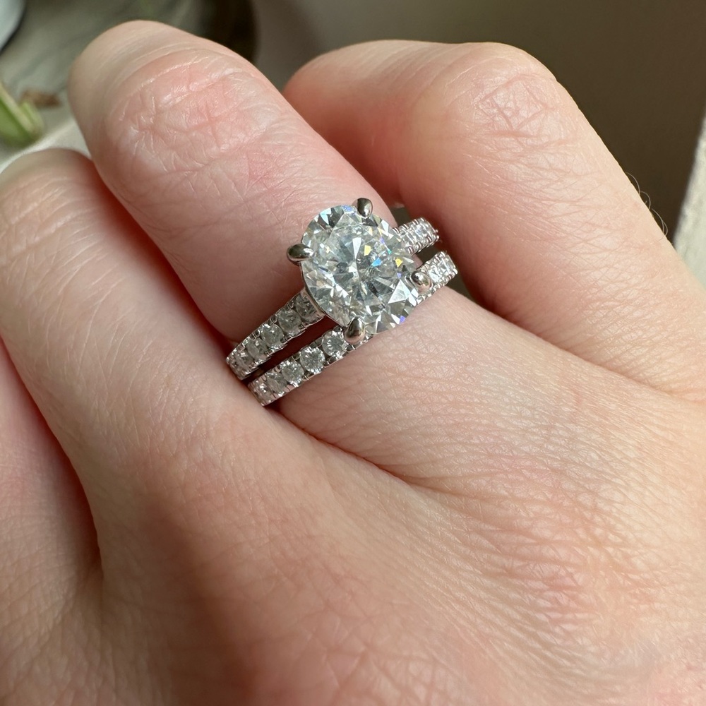 AnuJewel 925 Silver and Moissanite Ring Set sz 5.5